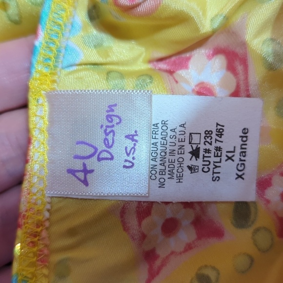 4U Design USA Halter Sun Dress Babydoll Fairy Coquette Satin Floral Belted XL - Picture 7 of 8